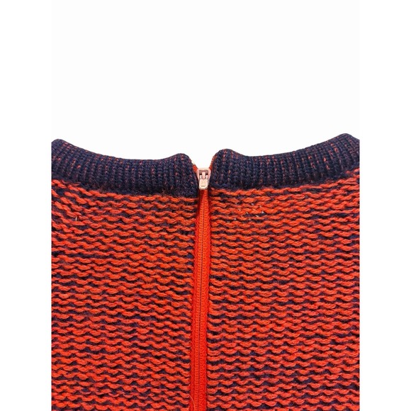 Vintage 100% Wool Knit Dress US Womens Small Red Navy Boho Indie Retro - Picture 8 of 16